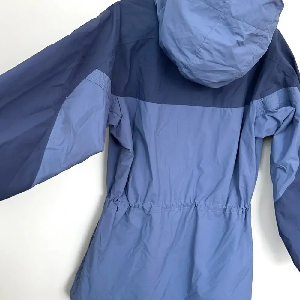 Vintage Columbia Nylon Two-Tone Blue Hooded Windbreaker Jacket Women's sz M